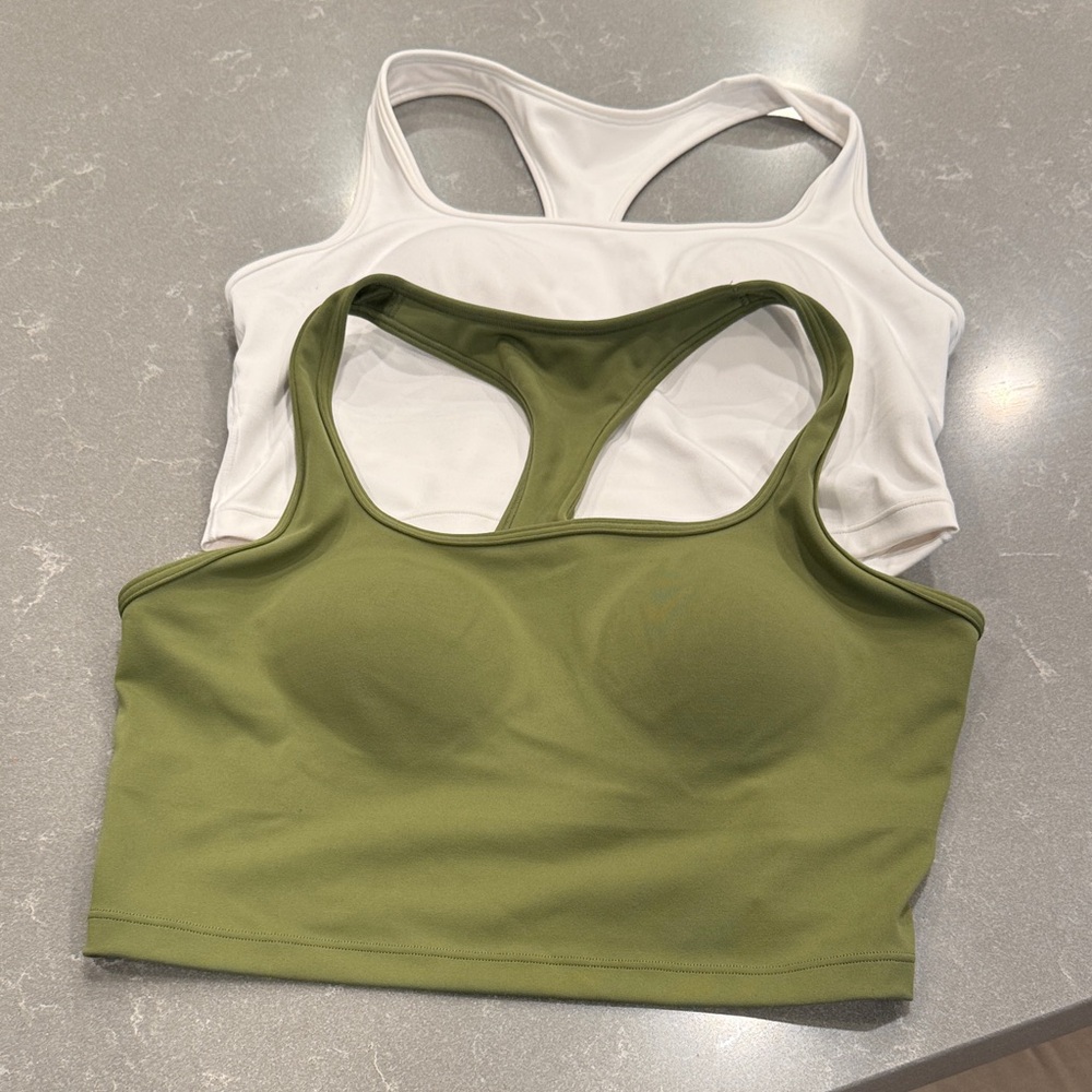 Victoria's Secret Olive Green and White Racerback Sports Bras Bundle